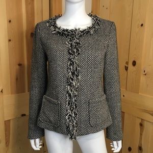 Cynthia Rowley Tweed Fringe Blazer Jacket